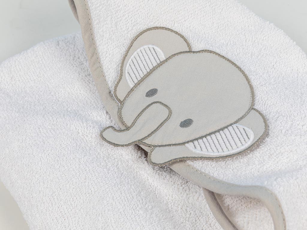 Happy Elephants Cottony PONCHO FOR KIDS 11x4x10 Cm White