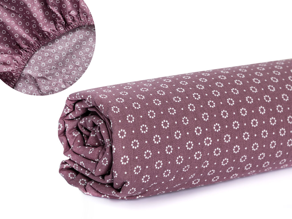 Urban Dots Cottony Double Person FITTED SHEET 160x200 Cm Damson