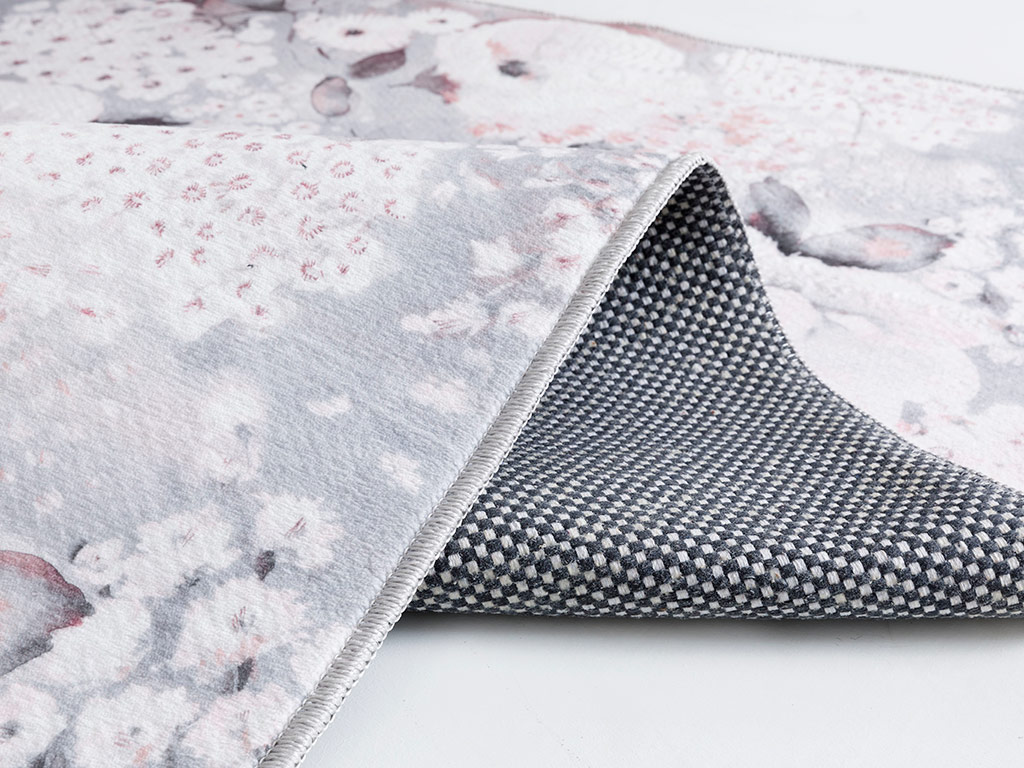 Fall Floral Polyestere Anti Slip CARPET 80x250 Pink - Gray