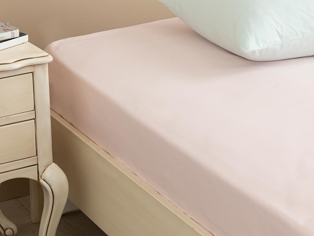 Plain Cottony For One Person FITTED SHEET 100x200 Cm. Powder Pink