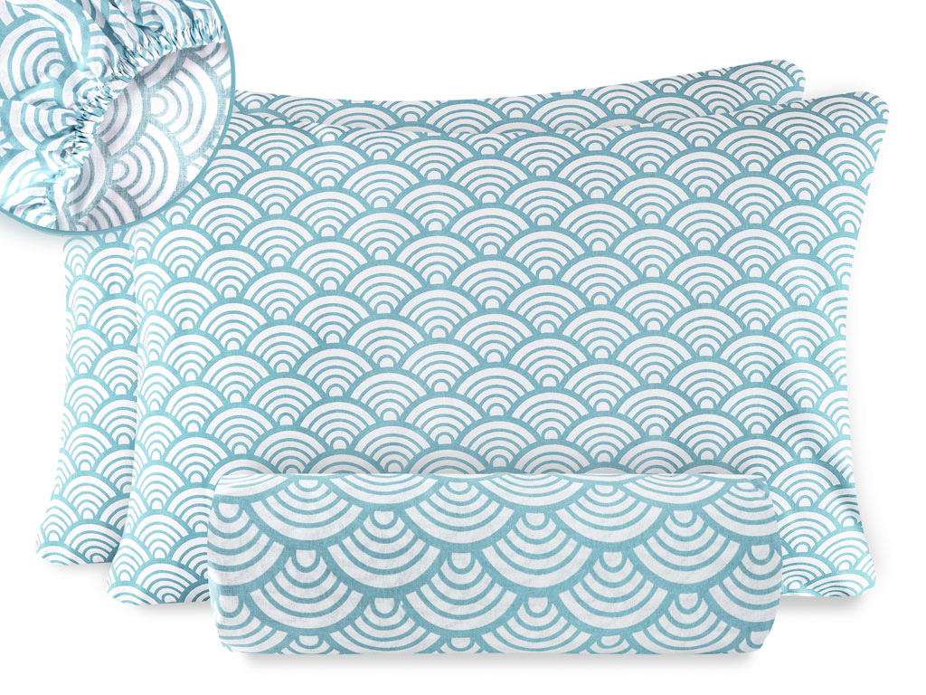 Sea Waves Cotton Double Person FITTED SHEET SET 160x200 Cm Seledon