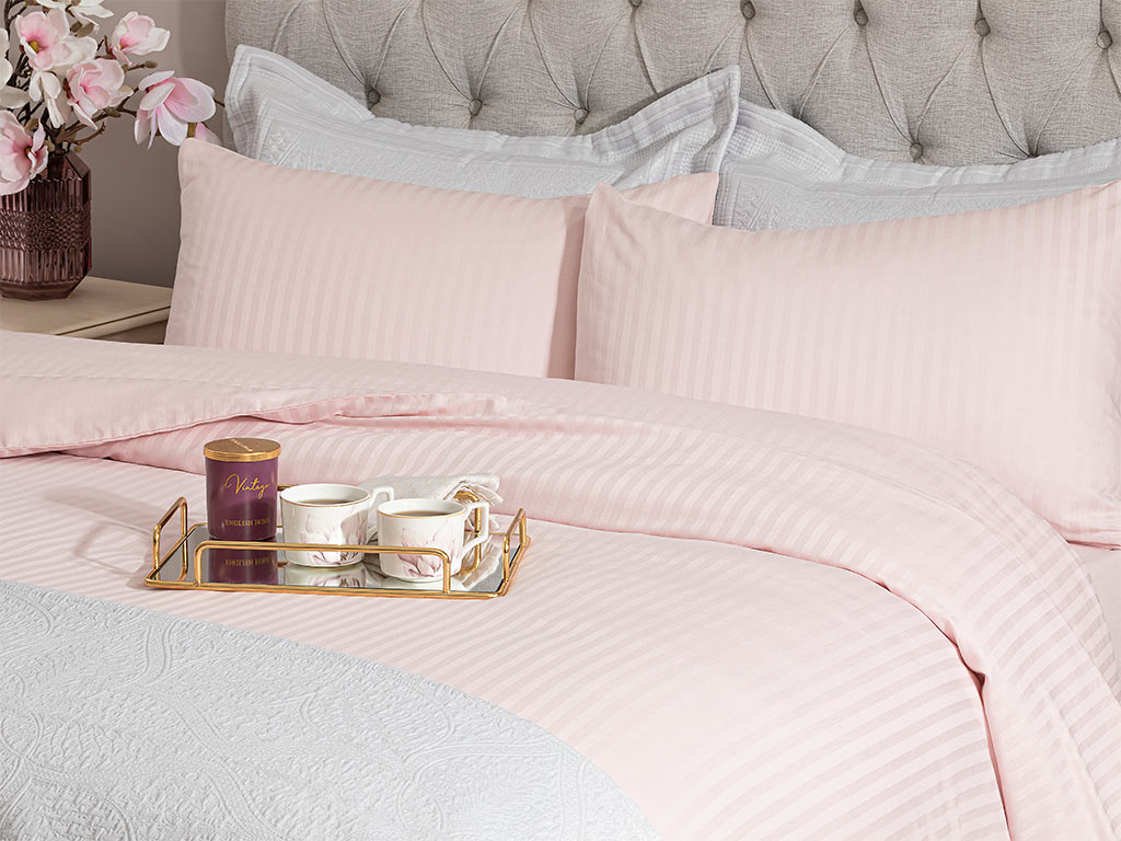 Crystal Silky Twill Double Person DUVET COVER SET 200x220 Cm. Pink