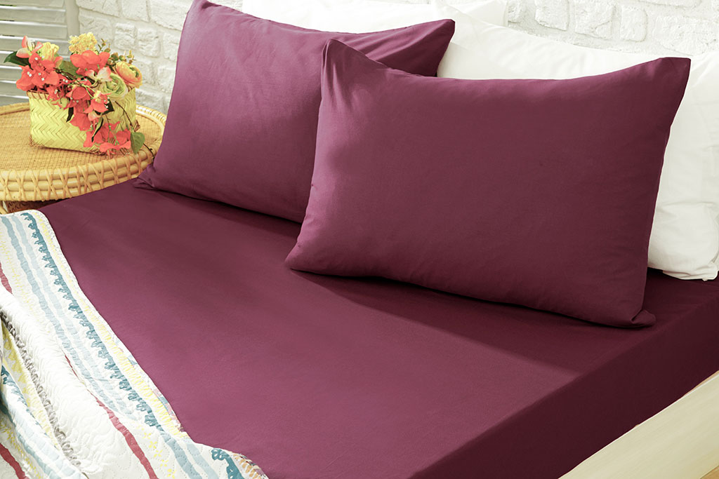 Plain Cottony For One Person FITTED SHEET 100x200 Cm. Sour Cherry