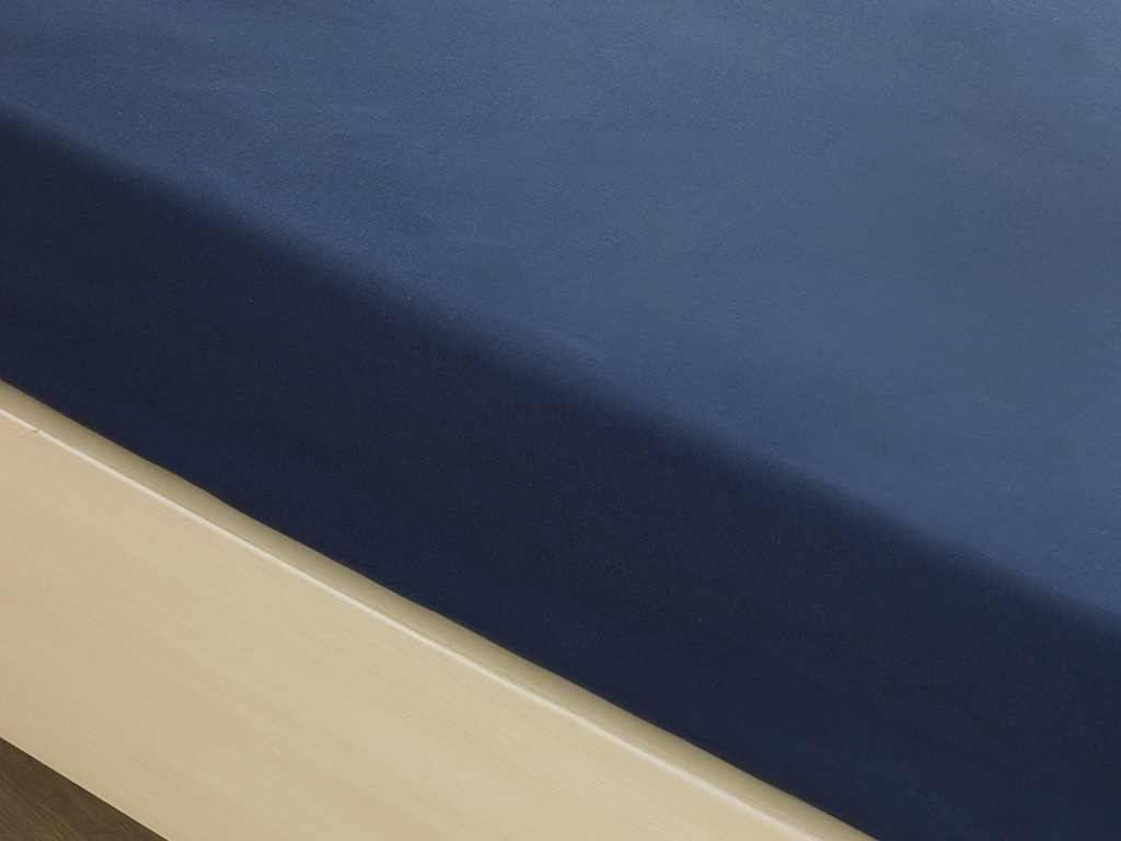 Plain Combed Cotton For One Person FITTED SHEET SET 100x200 Cm. Midnight Blue