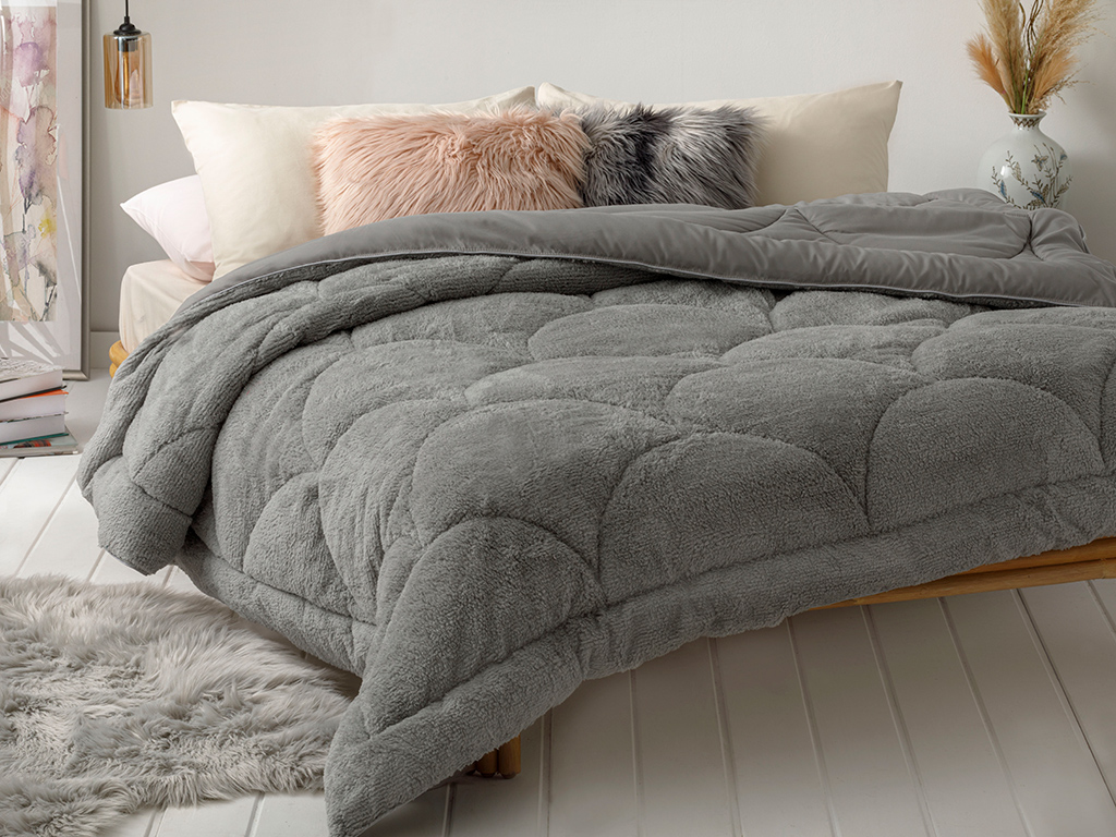 Cozy Sherpa For One Person COMFORTER 155x215 Cm Gray