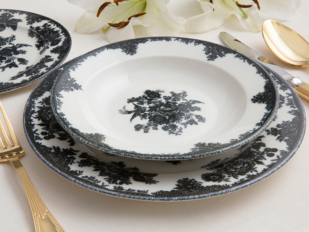 Rustic Elegance Porcelain 12 Pieces DINNER SET Black
