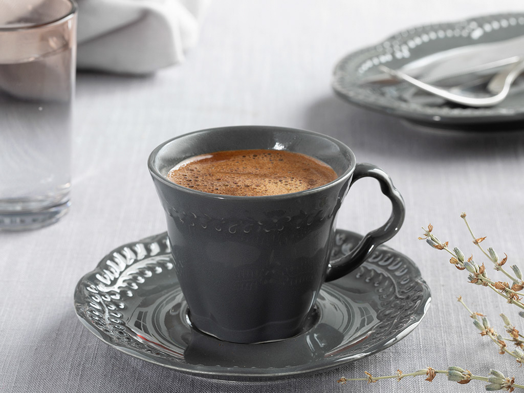 Viyana Porcelain 2 Set COFFEE CUP SET 80ml Antrachite