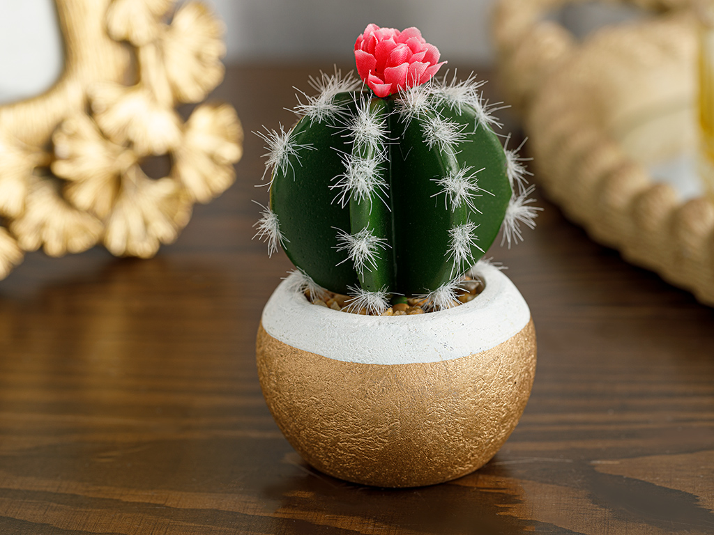Cactus Vase Artificial Flower 7x7x11 Cm Green