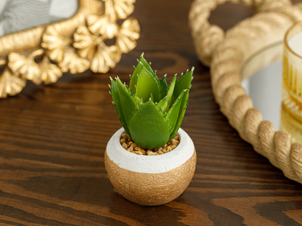 Aloe Vera Artificial Flower In Vase 7x7x11 Cm Green