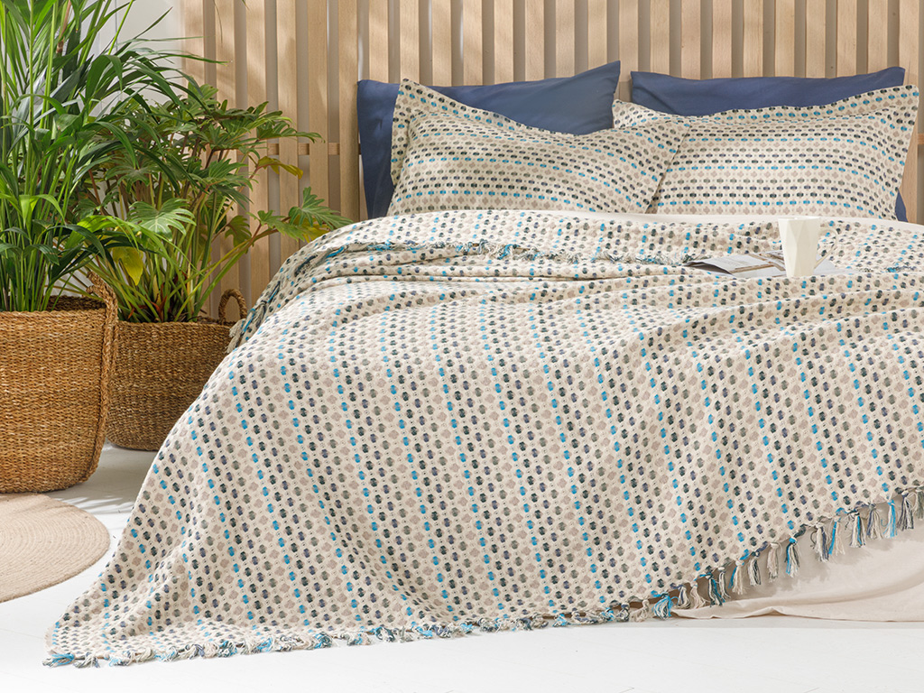 Weaved For One Person Bed Quilt Set 160x240 Cm Navyblue-green