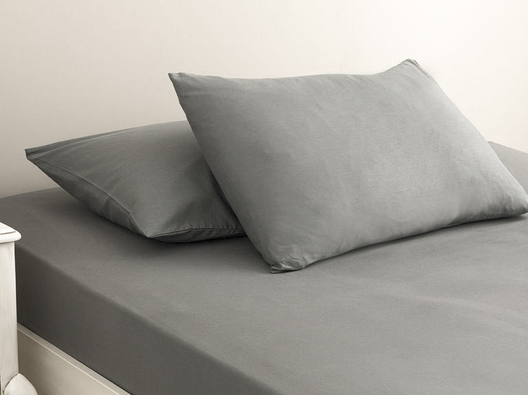 Plain Cotton Bed Sheet Single Size 160x240 Cm Pebblestone