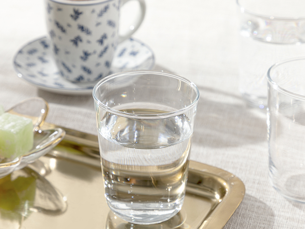 Hira Glass 6 Set Served With Coffee Water Glass 120 Ml Transparent