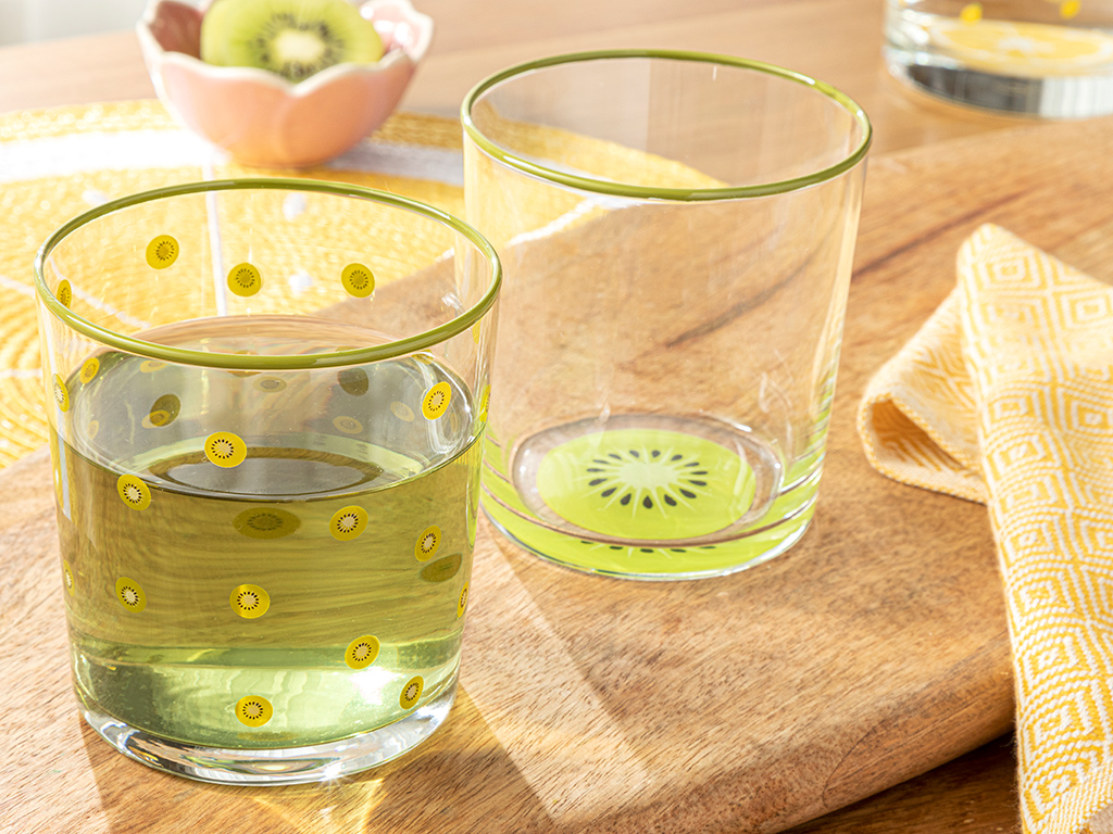 Kiwi Glass 2 Pcs Soft Drink Glass 380 Ml Green
