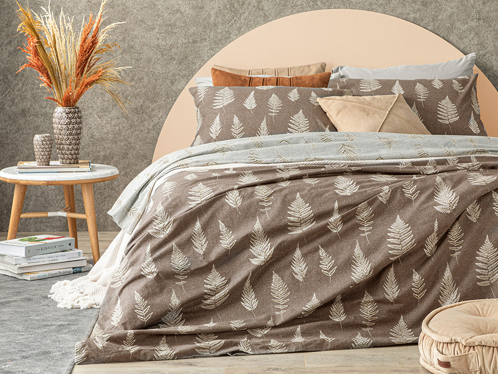 Stony Fern Cottony For One Person DUVET COVER SET PACK 160x220 Cm Brown