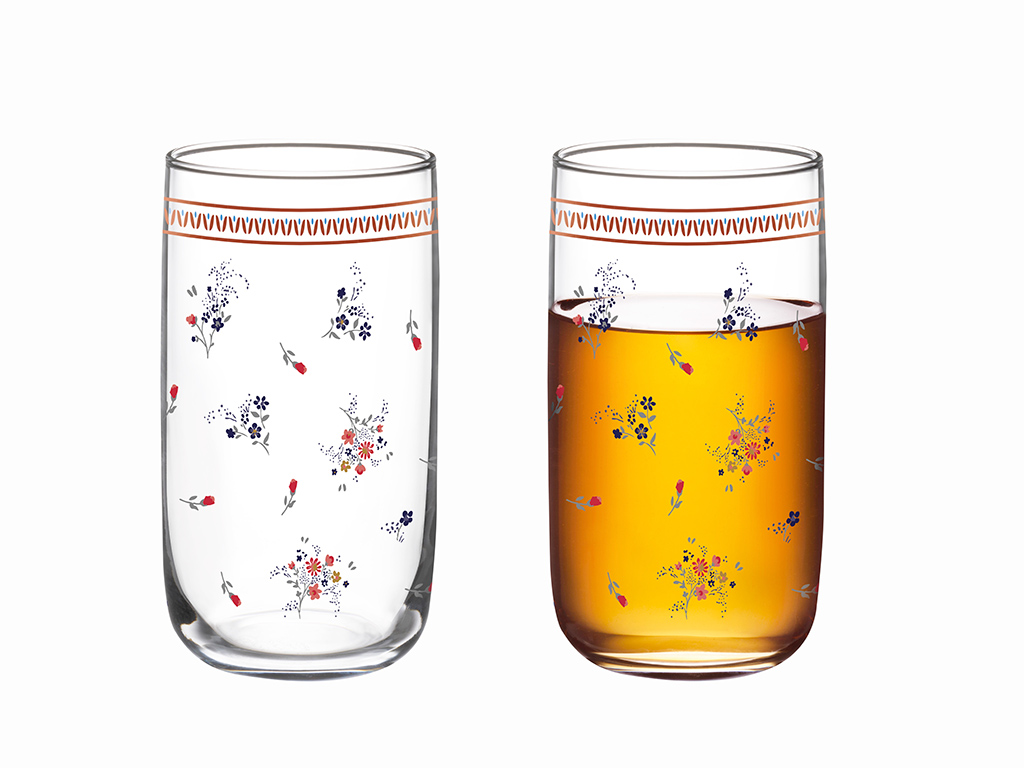 Floral Day Glass 3 Set JUICE GLASS 365 Ml Red-Blue