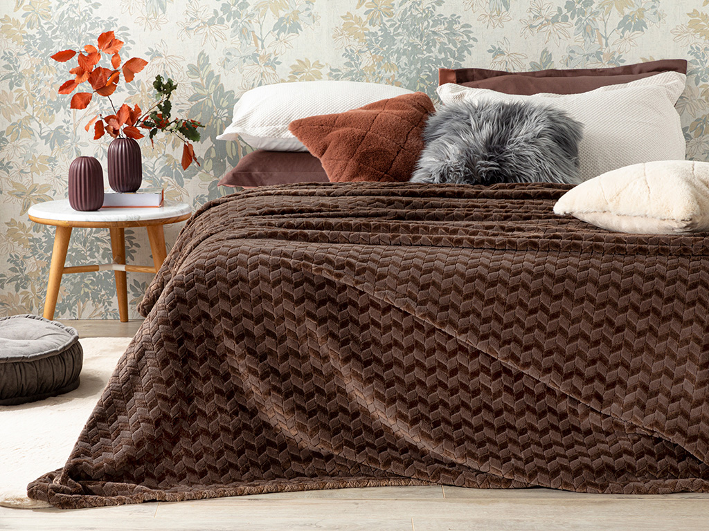 Double Person BLANKET 200x220 Cm. Brown,