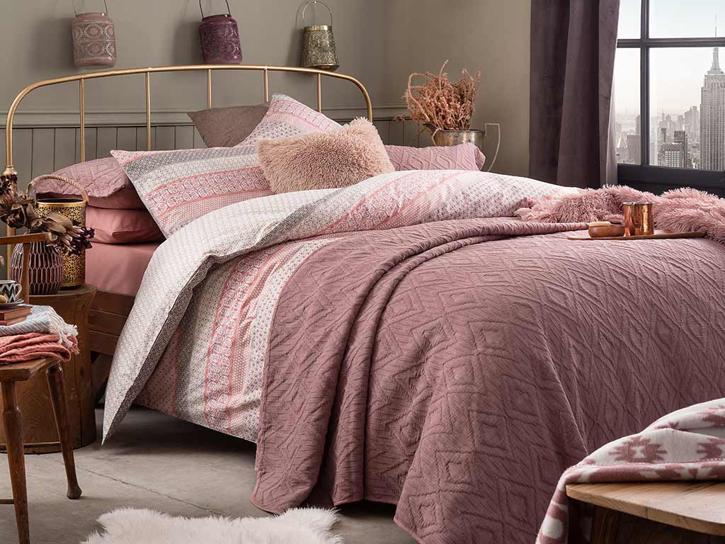 Rustic Chic Cottony Double Person DUVET COVER SET PACK Pink