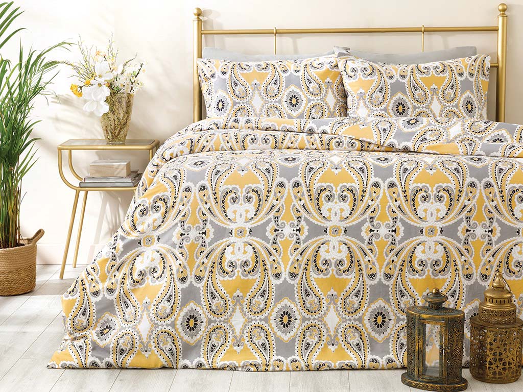 Fancy Shawl Krep For One Person DUVET COVER SET Yellow.