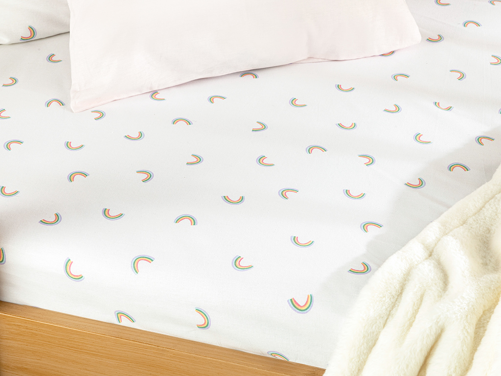 Rainbows Cottony BABY FITTED SHEET Beyaz