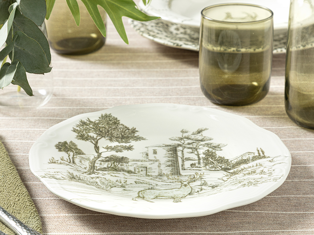 Deer Porcelain CAKE PLATE Green