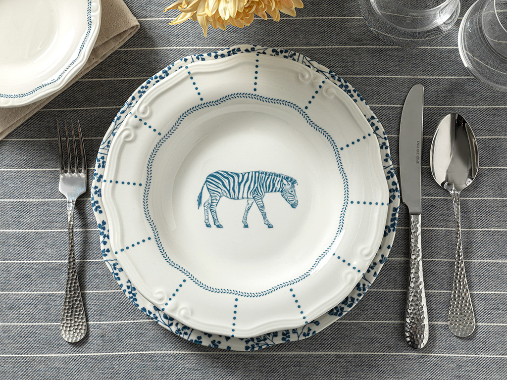 Zebra Porcelain DINNER PLATE Blue.