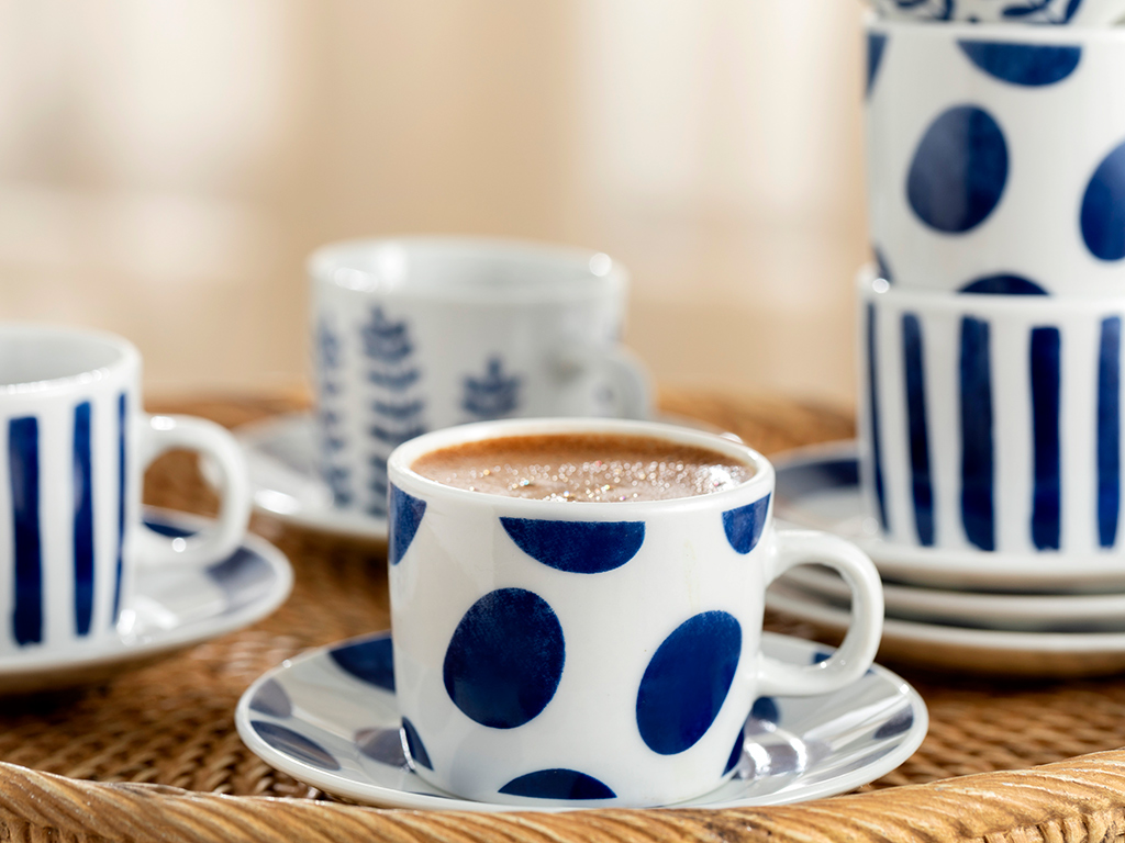 Pamira Porcelain 12 Pieces COFFEE CUP SET 80 Ml Blue.