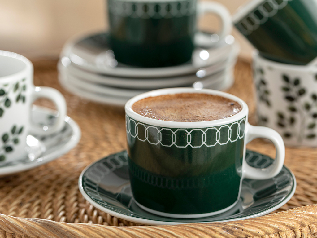 Nila Porcelain 12 Pieces COFFEE CUP SET 80 Ml Green