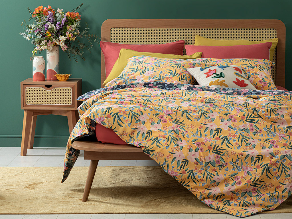 Vivacity Bloom Cottony For One Person DUVET COVER SET PACK 160x220 Cm Yellow.
