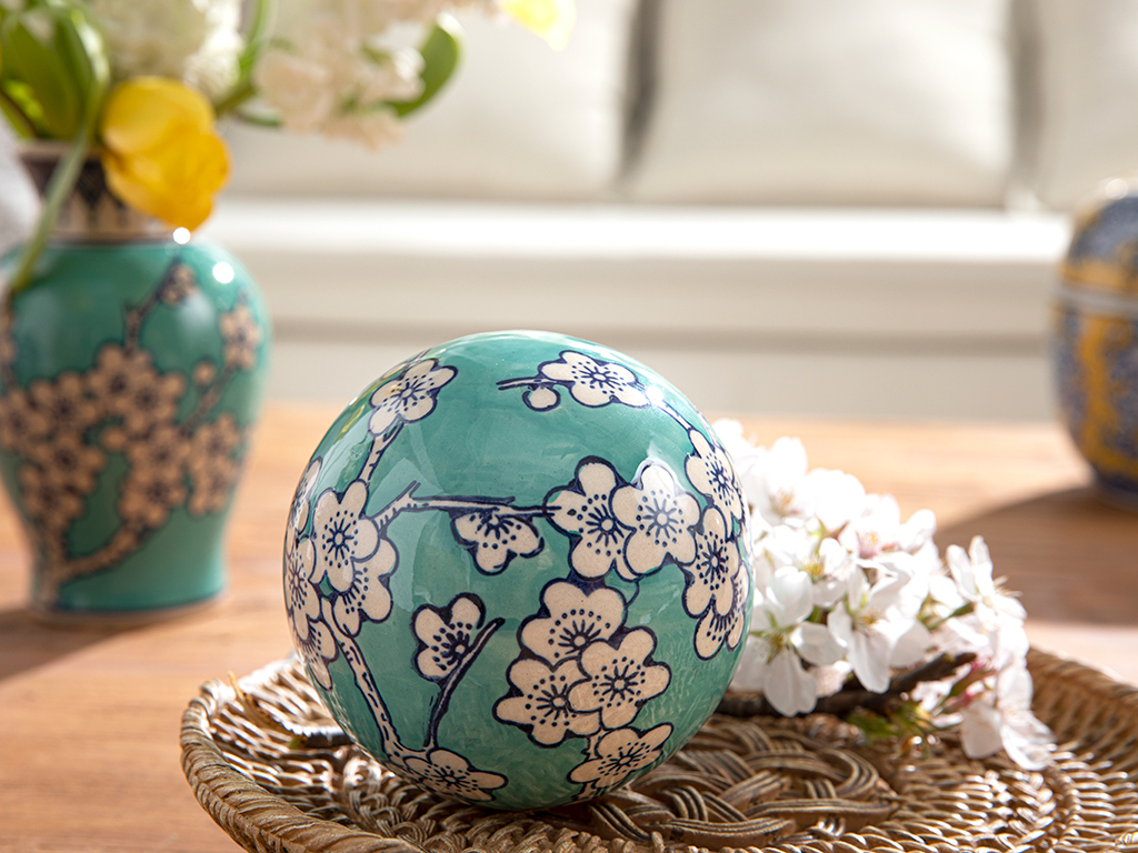 Sakura Garden Porcelain Decorative Object 10x10x10 Cm Green