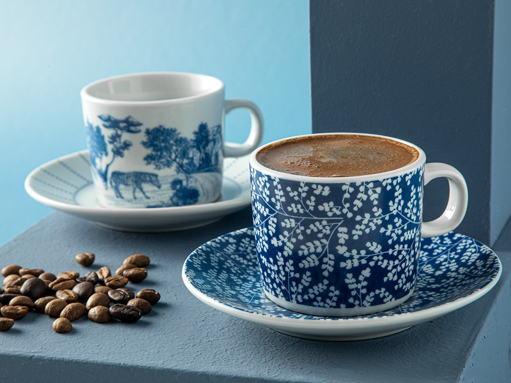 Zebra Porcelain 2 Set COFFEE CUP SET 80 Ml Dark Blue