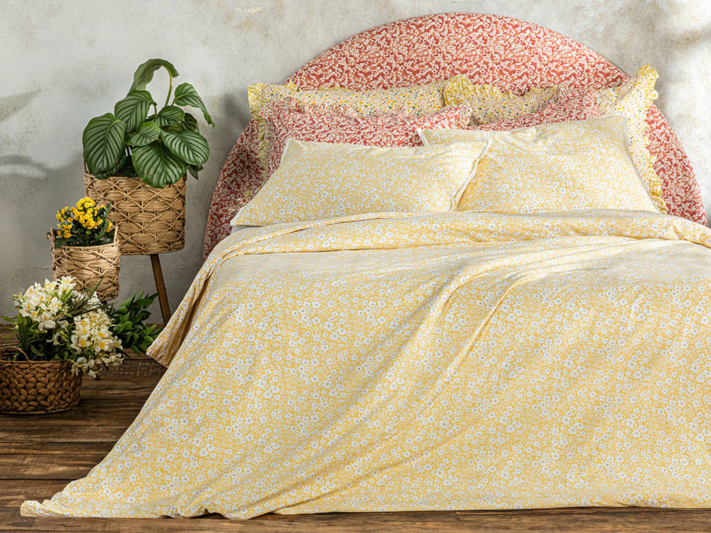 Liberty Bloom Cottony King Size DUVET COVER SET PACK 240x220 Cm Yellow.