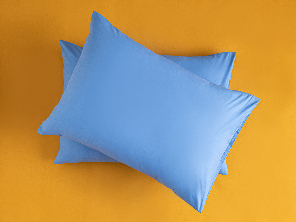 Plain Cotton 2 Pcs Pillowcase 50x70 Cm Blue