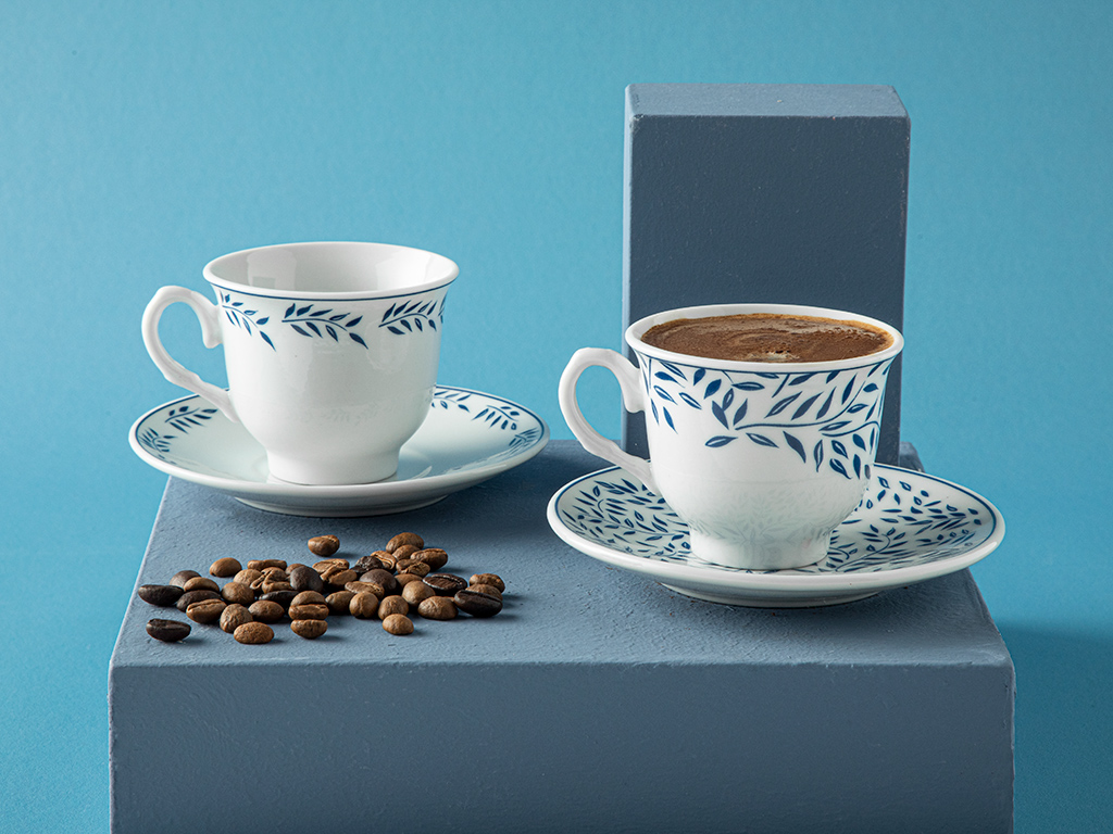 Blatt Porcelain Coffee Cup Set 80 Ml Dark Blue