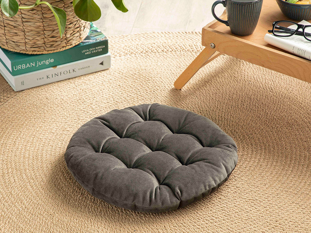 Sandy Round Velvet Armchair Cushion 40 Cm Anthracite