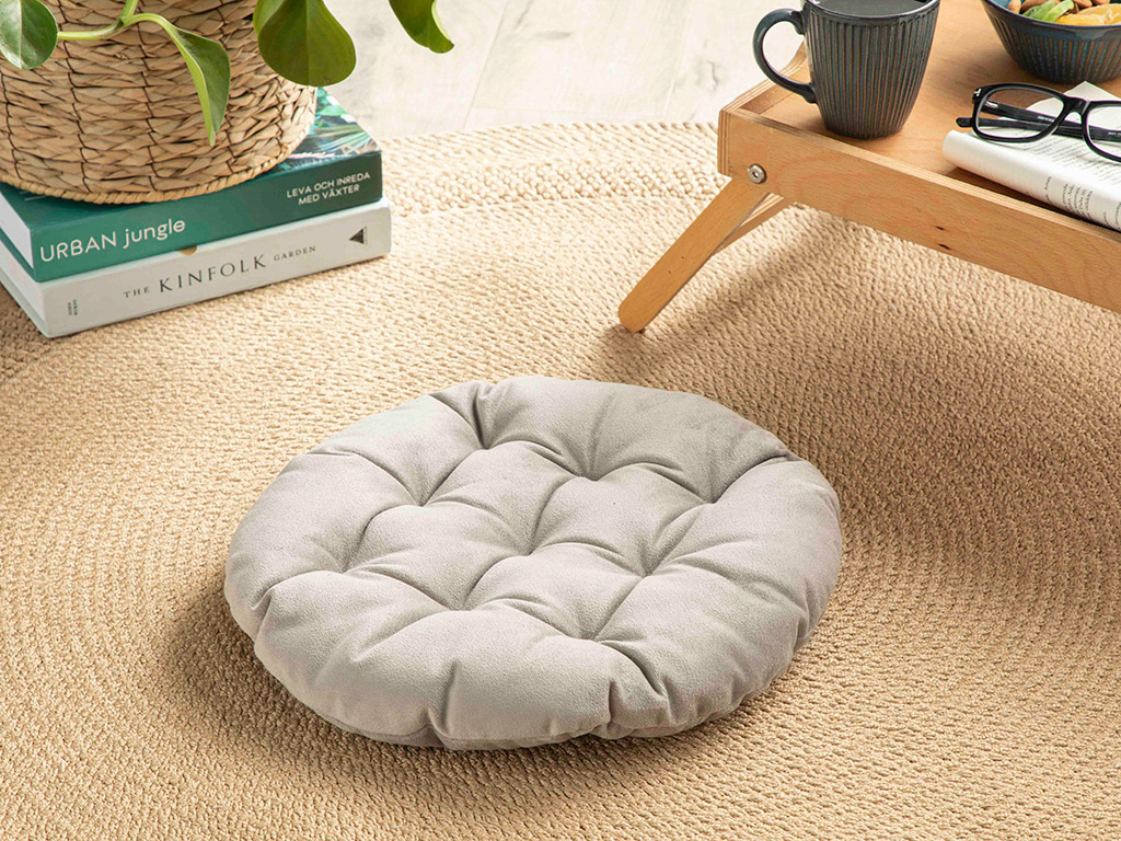 Sandy Round Velvet Armchair Cushion 40 Cm Gray