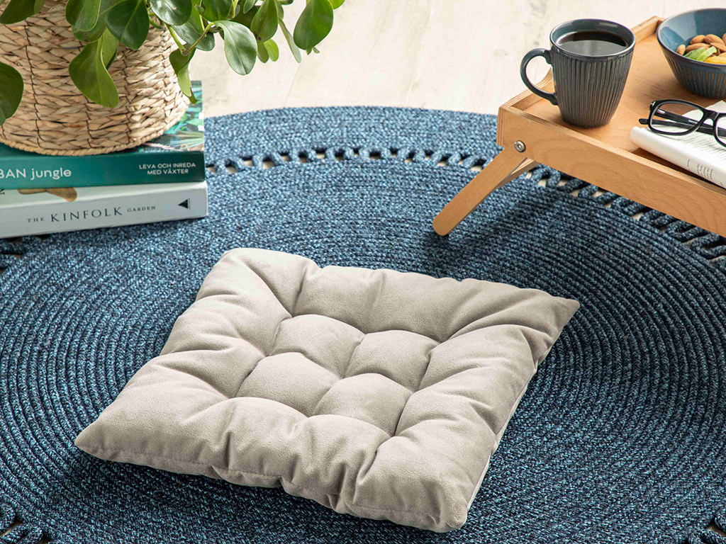 Sandy Square Velvet Armchair Cushion 40x40 Cm Gray