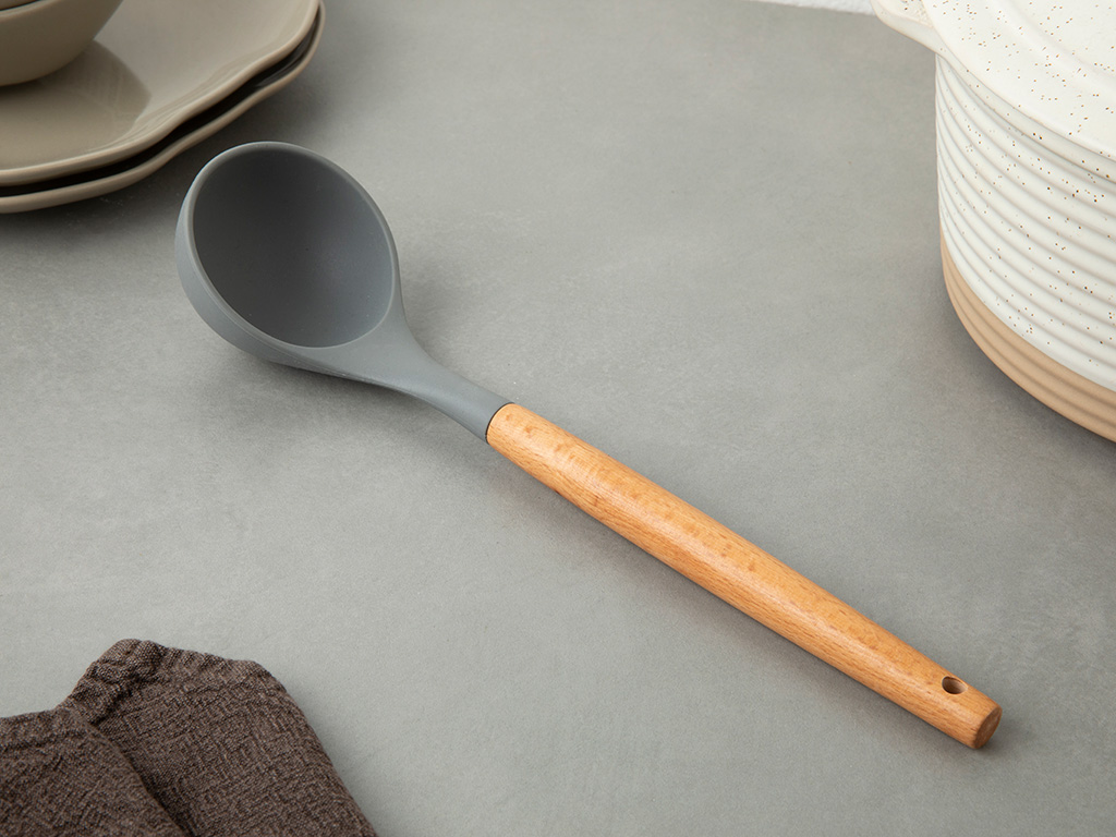 Liana Silicon Soup Ladle 28 Cm Gray