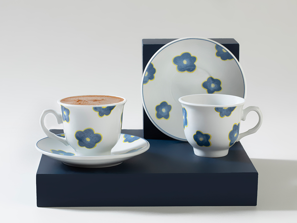 Daisy Dream Porcelain Coffee Cup Set 80 Ml Dark Blue