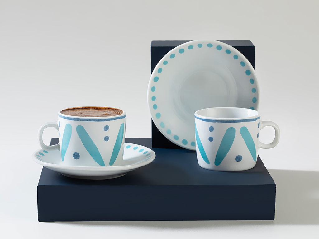 Dainty Stripes Porcelain Coffee Cup Set 80 Ml Blue