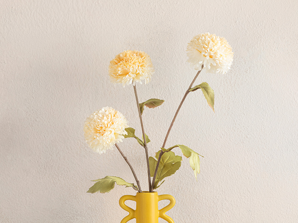 Chrysanthemum Plastic Artificial Flower - One Pc 76 Cm Beige