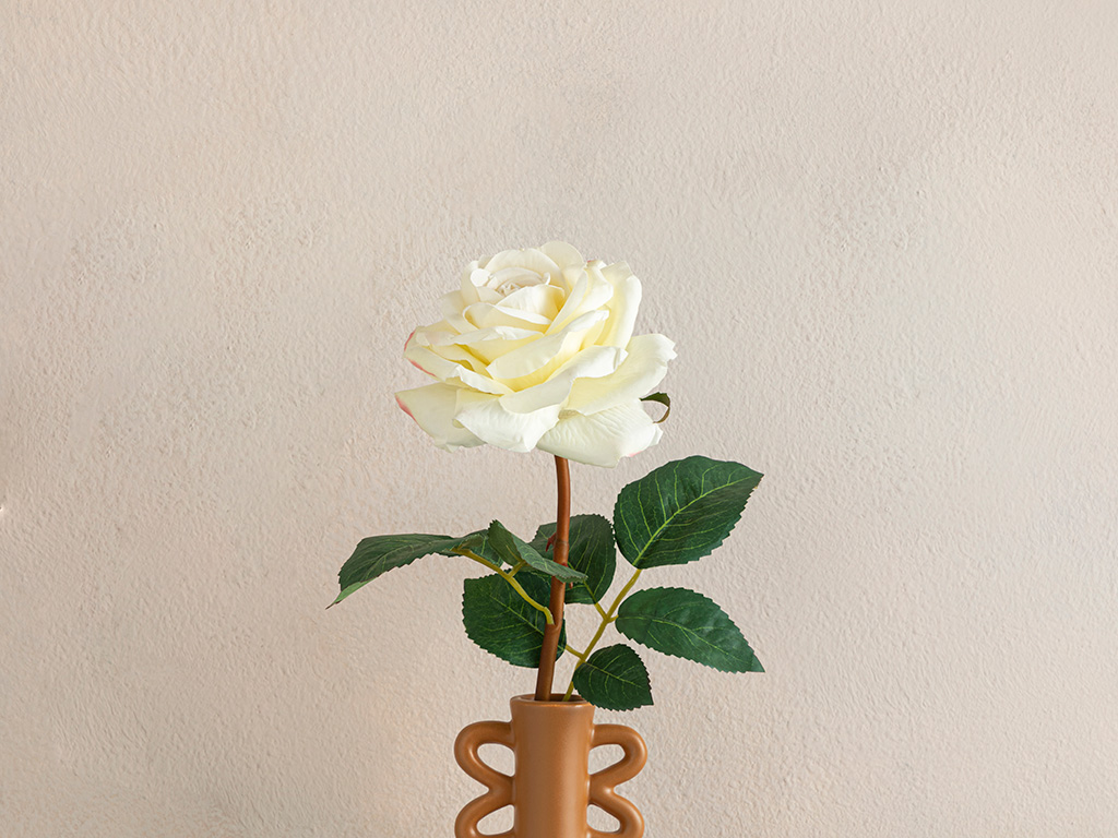 Classy Rose Plastic Artificial Flower - One Pc 64 Cm White