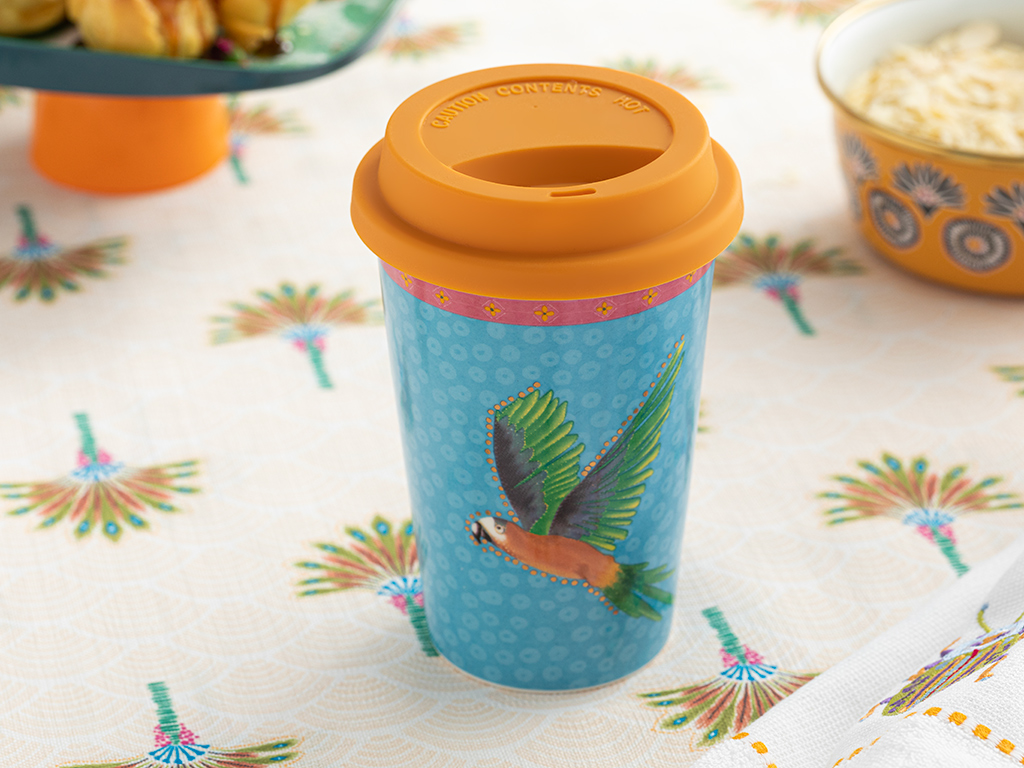 Exotic Parrot New Bone Silicone Lid Travel Mug 400 Ml Blue