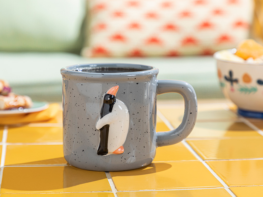 Cute Penguin Dolomite Mug 460 Ml Gray