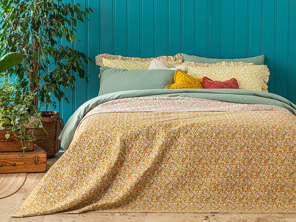 Blooming Summer King Size Multi-Purposed Quilt 240x220 Cm Yellow