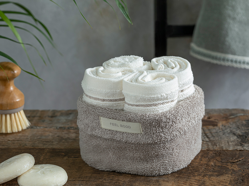 Quadro Cottony 4 Pieces Set Hand Towel Set 30x40 Cm Beige - Ecru