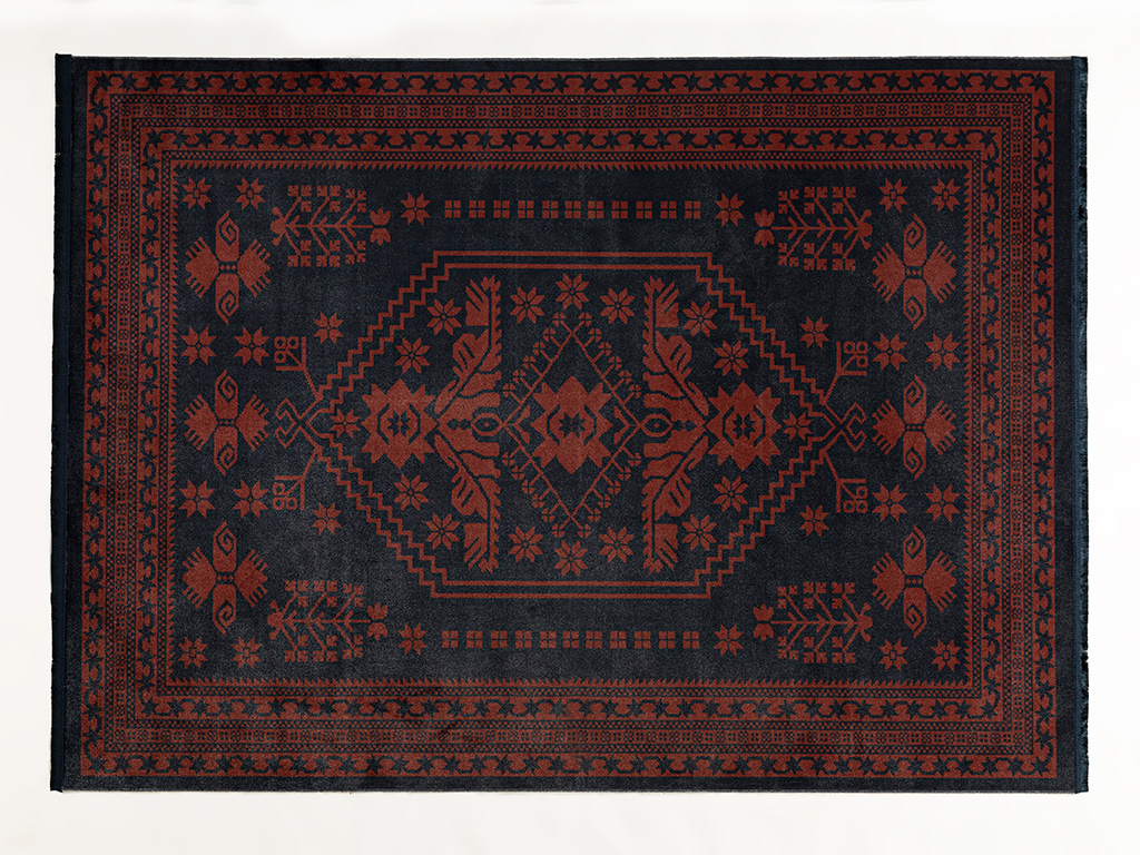 Boho Jacobean Weaved Decorative Carpet 160x230 Cm Damson-Navy Blue