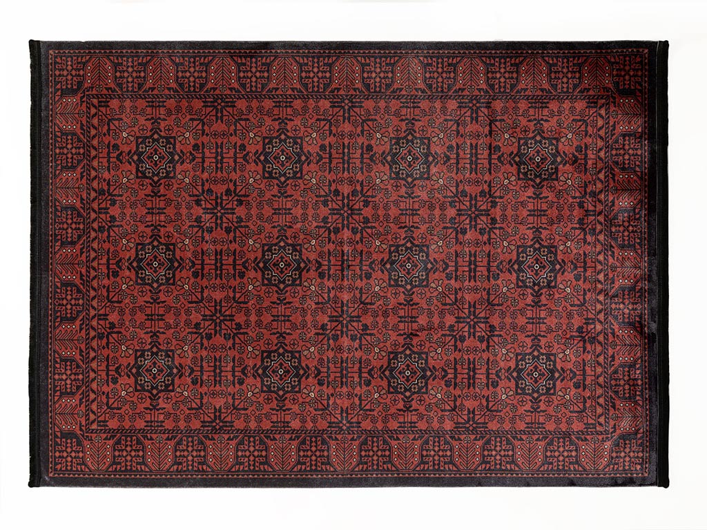 Boho Dream Weaved Decorative Carpet 80x150 Cm Black And Burgundy