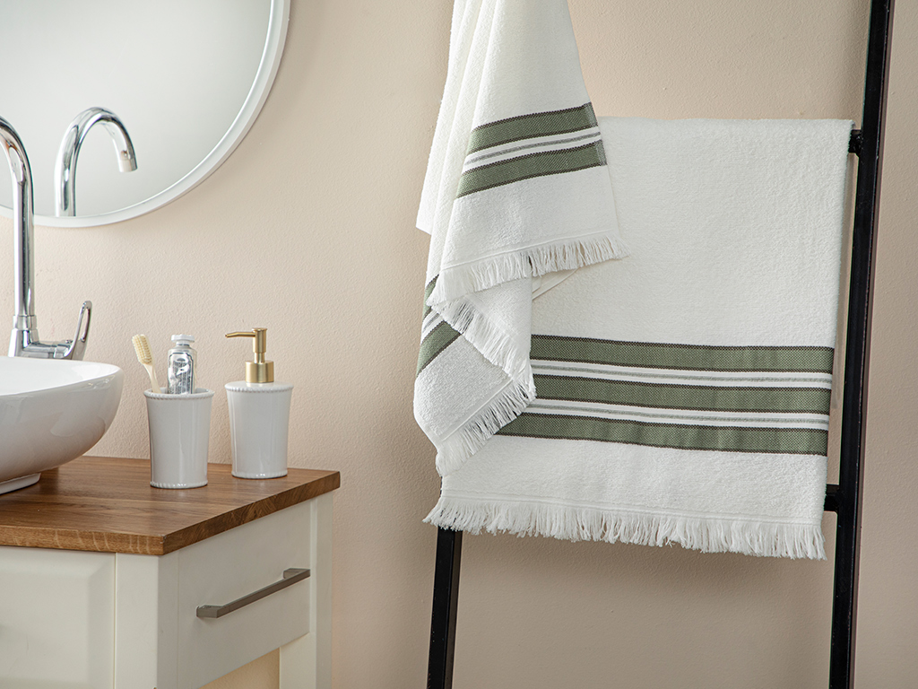 New Retro Cottony Bath Towel Set 50x85cm + 70x150cm Green