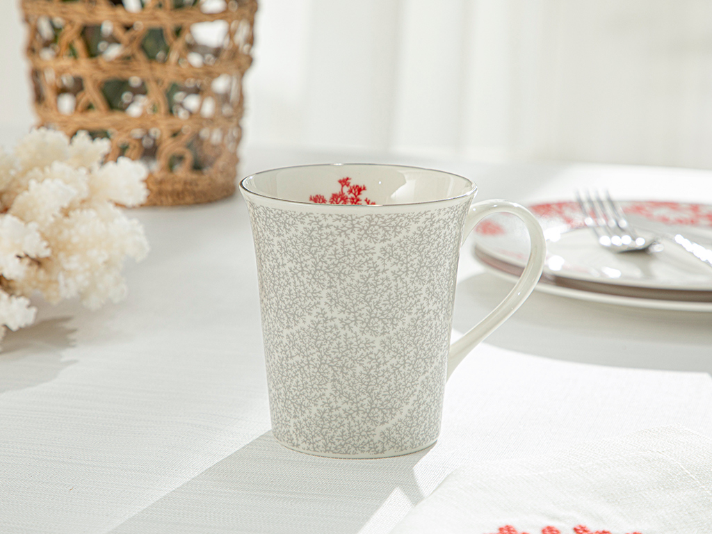 Coral Bone Porcelain Cup 330 Ml Gray-Red