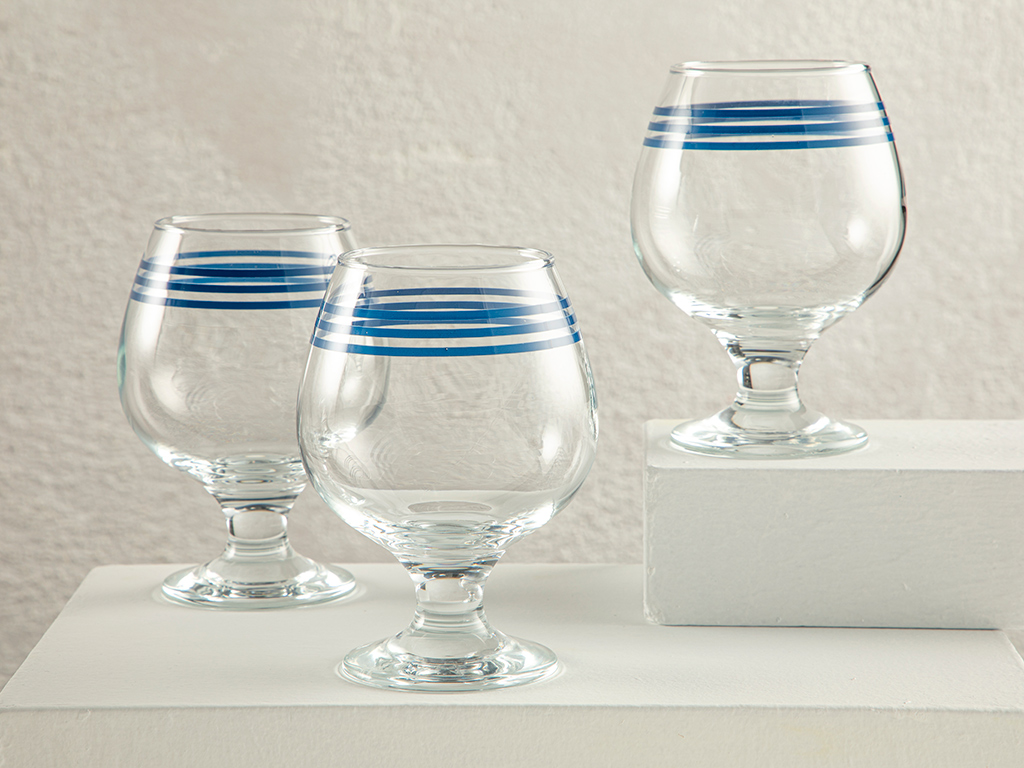 Cosy Lines Glass 3 Pieces Mini Water Glass 390 Ml Blue